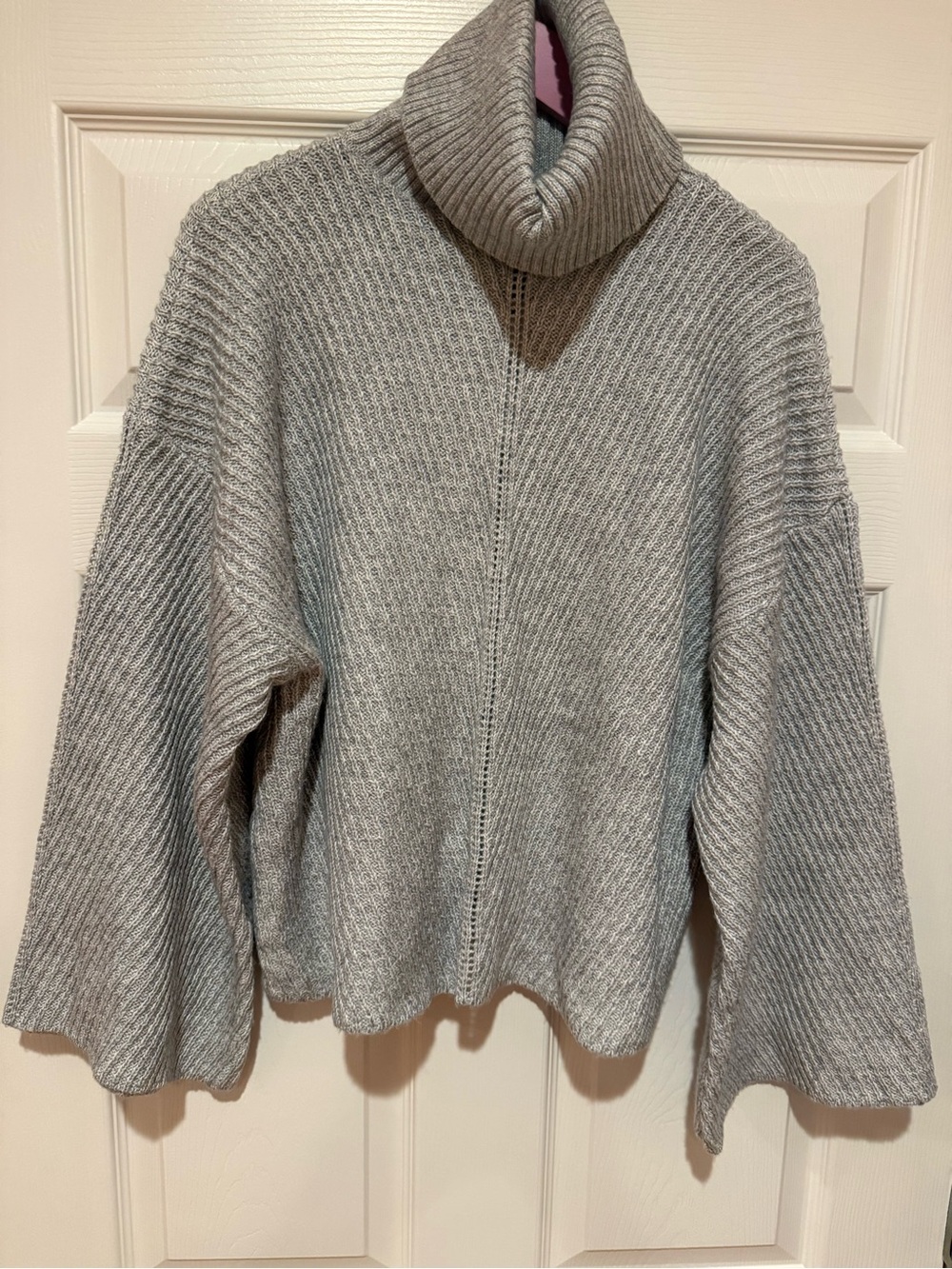 cupcakes & cashmere Light Gray Ribbed Turtleneck Sweater